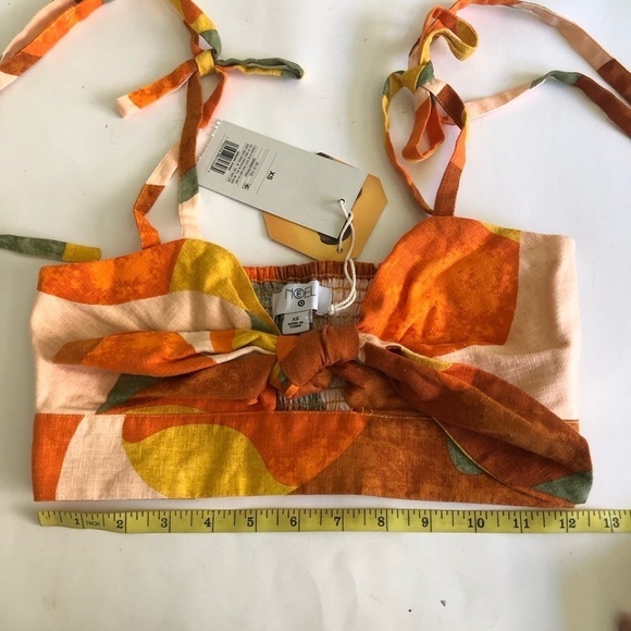 Fe Noel x Target Linen Blend Mixed Paint Print Knotted Crop Tank Top Size XS - Picture 8 of 11